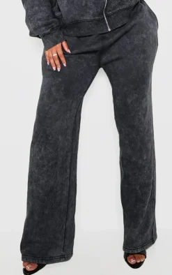 PrettyLittleThing Black Sweatsuits*Shape Washed Wide Leg Sweatpants
