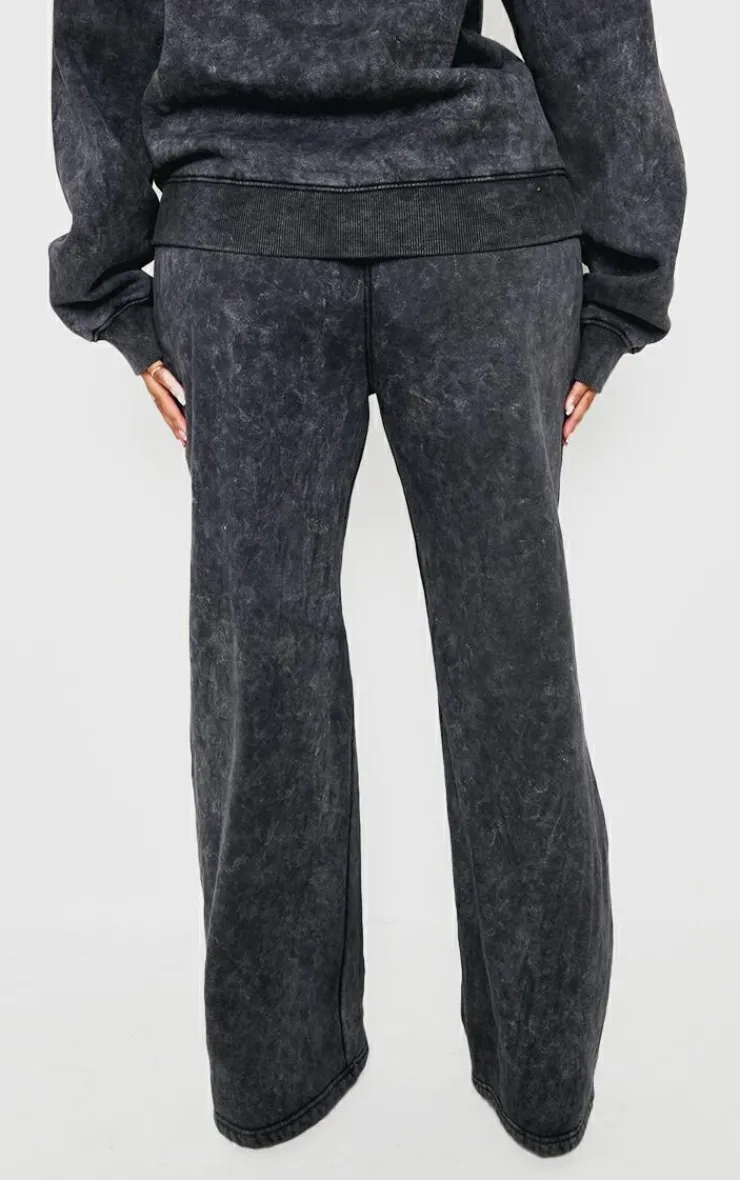 PrettyLittleThing Black Sweatsuits*Shape Washed Wide Leg Sweatpants