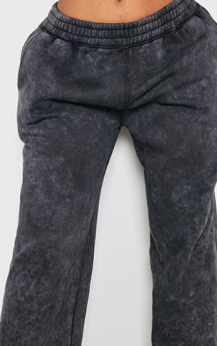 PrettyLittleThing Black Sweatsuits*Shape Washed Wide Leg Sweatpants
