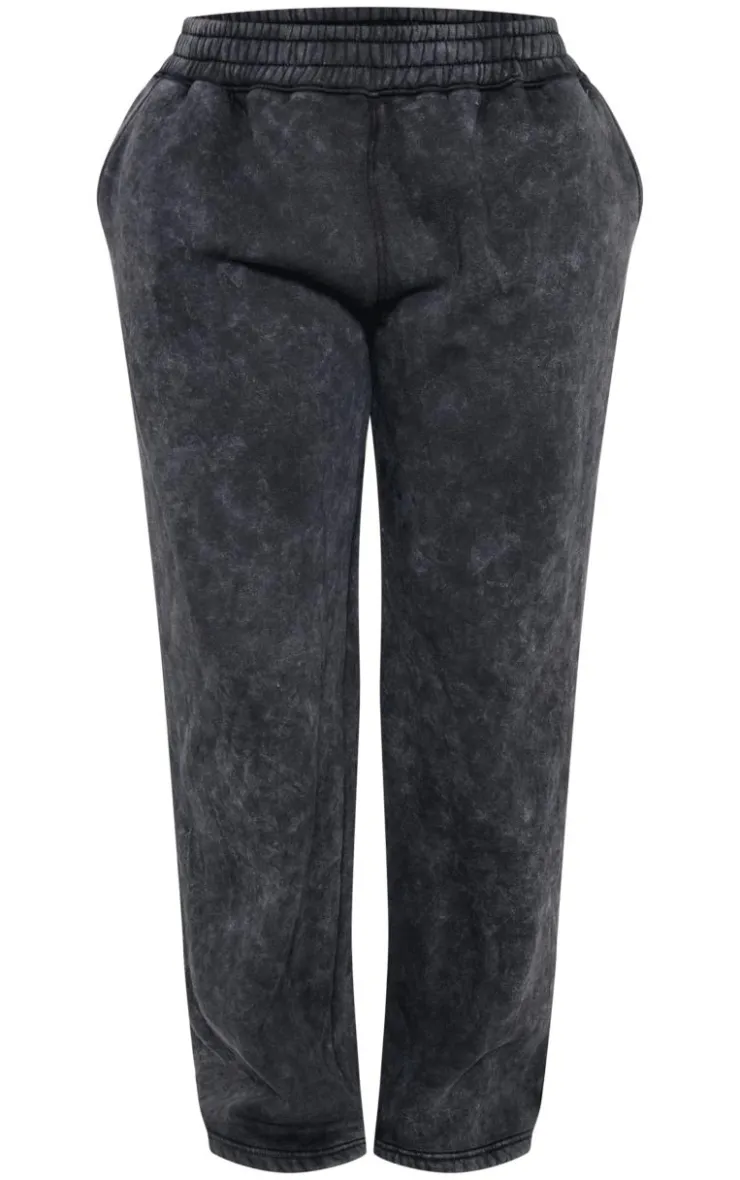 PrettyLittleThing Black Sweatsuits*Shape Washed Wide Leg Sweatpants