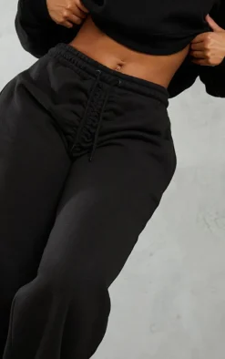 Shape Black Wide Leg Ruched Waist Sweatpants