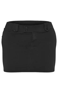 Online PrettyLittleThing Shape Woven Micro Mini Skirt Black