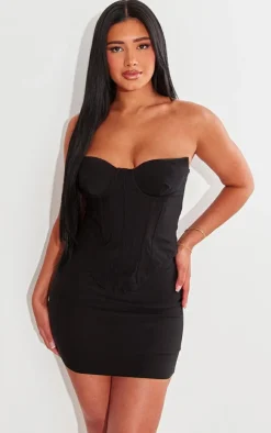 Hot PrettyLittleThing Shape Woven Mini Skirt Black