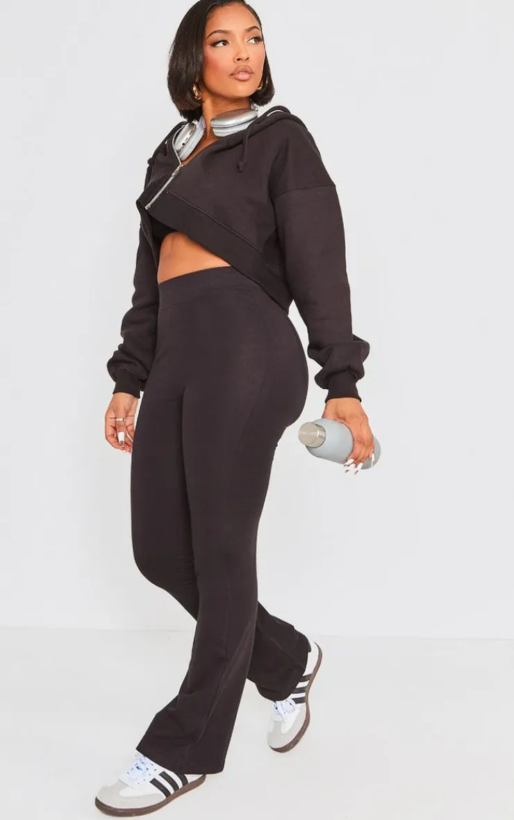 Clearance PrettyLittleThing Shape Zip Front Long Sleeve Cropped Hoodie Black
