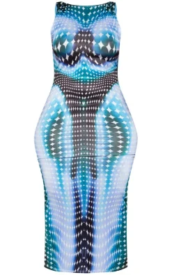 Shape Abstract Print Sleeveless Low Back Midaxi Dress-PrettyLittleThing New