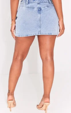 Discount PrettyLittleThing Shape Blue Acid Wash Denim Low Rise Micro Mini Skirt Acid Blue Wash