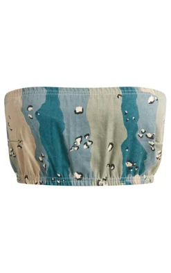 Online PrettyLittleThing Shape Camo Printed Bandeau Blue
