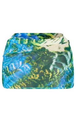 New PrettyLittleThing Shape Chiffon Zebra Printed Mini Skirt Blue