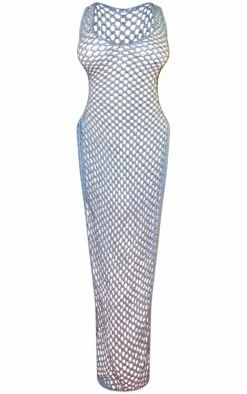 Shape Blue Crochet Knit Split Side Maxi Dress-PrettyLittleThing Online