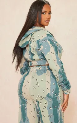 PrettyLittleThing Blue Sweatsuits*Shape Cropped Camo Hoodie
