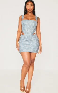 Clearance PrettyLittleThing Shape Faux Leather Button Side Mini Skirt Blue