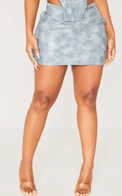 Clearance PrettyLittleThing Shape Faux Leather Button Side Mini Skirt Blue
