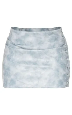 Clearance PrettyLittleThing Shape Faux Leather Button Side Mini Skirt Blue