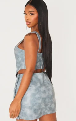Clearance PrettyLittleThing Shape Faux Leather Corset Blue