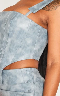 Clearance PrettyLittleThing Shape Faux Leather Corset Blue