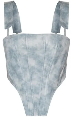 Clearance PrettyLittleThing Shape Faux Leather Corset Blue
