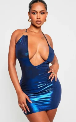 Shape Metallic Ring Detail Plunge Bodycon Dress-PrettyLittleThing