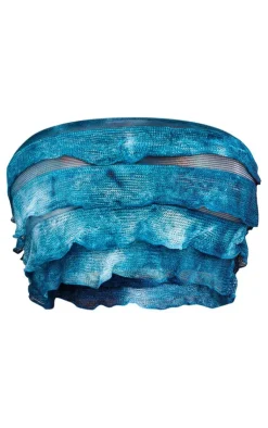 New PrettyLittleThing Shape Ombre Frill Edge Bandeau Blue