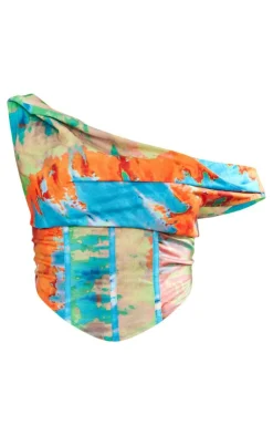 Clearance PrettyLittleThing Shape Ombre Printed Bardot Corset Blue