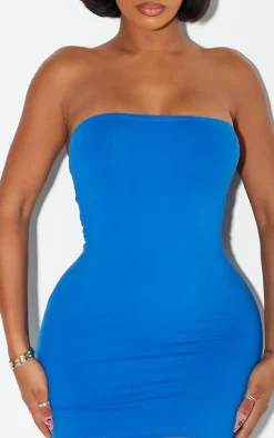 PrettyLittleThing Snatched*Shape Blue Sculpted Bandeau Bodycon Dress