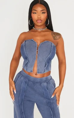 Outlet PrettyLittleThing Shape Soft Rib Hook And Eye Bandeau Corset Top Blue