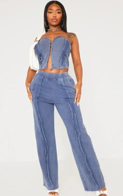 Outlet PrettyLittleThing Shape Soft Rib Hook And Eye Bandeau Corset Top Blue