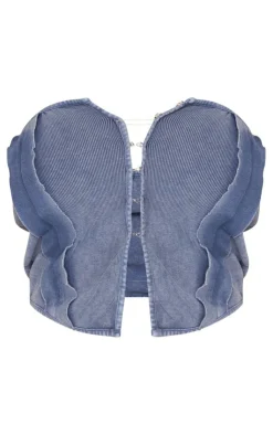 Outlet PrettyLittleThing Shape Soft Rib Hook And Eye Bandeau Corset Top Blue