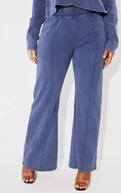 Online PrettyLittleThing Shape Soft Rib Pocket Bum Flare Pants Blue