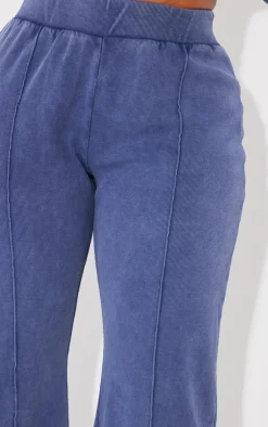 Online PrettyLittleThing Shape Soft Rib Pocket Bum Flare Pants Blue