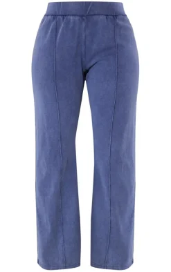 Online PrettyLittleThing Shape Soft Rib Pocket Bum Flare Pants Blue