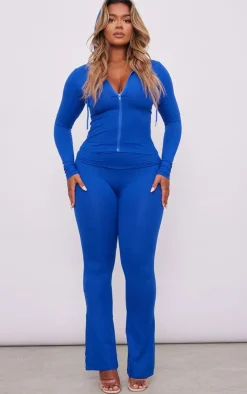 Sale PrettyLittleThing Shape Soft Sculpted Zip Through Hoodie Blue