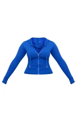 Sale PrettyLittleThing Shape Soft Sculpted Zip Through Hoodie Blue