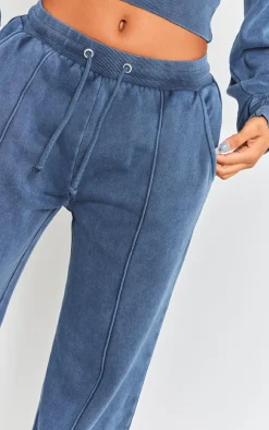 Discount PrettyLittleThing Shape Sweat Seam Detail Wide Leg Sweatpants Blue