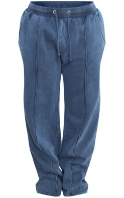 Discount PrettyLittleThing Shape Sweat Seam Detail Wide Leg Sweatpants Blue