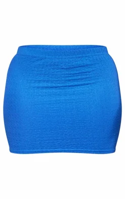Online PrettyLittleThing Shape Textured Low Rise Mini Skirt Blue