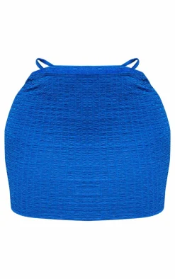 Hot PrettyLittleThing Shape Textured Strappy Mini Skirt Blue