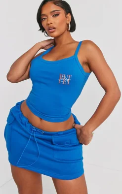 Clearance PrettyLittleThing Shape Toggle Waist Pocket Detail Mini Skirt Blue