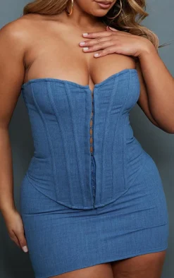 Sale PrettyLittleThing Shape Woven Micro Mini Skirt Blue