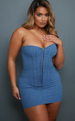 Sale PrettyLittleThing Shape Woven Micro Mini Skirt Blue
