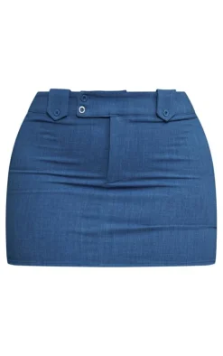 Sale PrettyLittleThing Shape Woven Micro Mini Skirt Blue
