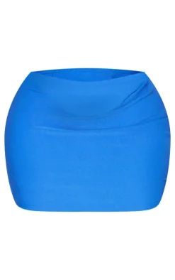 Hot PrettyLittleThing Shape Woven Mini Skirt Blue