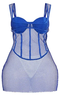 Shape Glitter Fishnet Cup Detail Bodycon Dress-PrettyLittleThing Hot