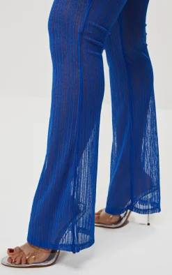 Outlet PrettyLittleThing Shape Sheer Ruched Leg Pants Bright Blue