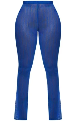 Outlet PrettyLittleThing Shape Sheer Ruched Leg Pants Bright Blue