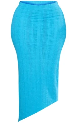 Sale PrettyLittleThing Shape Textured Detail Maxi Skirt Bright Blue