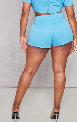 Discount PrettyLittleThing Shape Woven Lace Up Detail Shorts Bright Blue