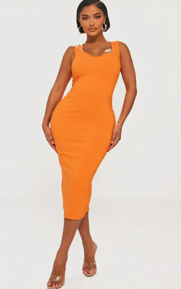 Shape Cup Detail Strappy Midi Dress-PrettyLittleThing