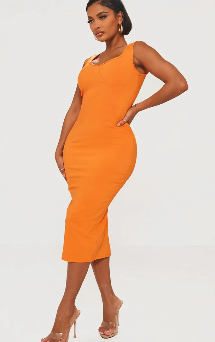 Shape Cup Detail Strappy Midi Dress-PrettyLittleThing
