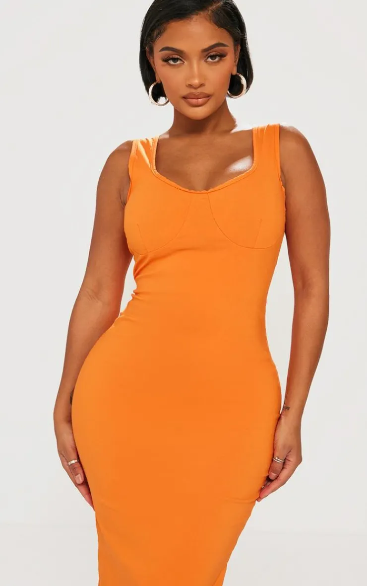Shape Cup Detail Strappy Midi Dress-PrettyLittleThing
