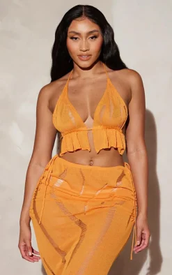 PrettyLittleThing Bralets*Shape Knit Ladder Detailed Halterneck Bralet